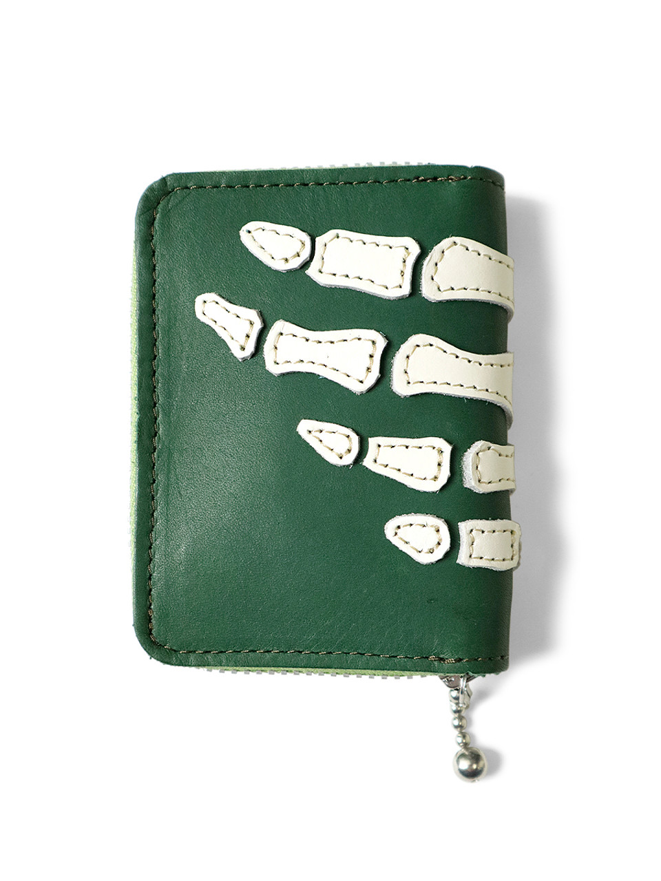 kapital bone wallet 小 Olive Kapital Thumb-Up Bone Hand Zip Wallet Green | SOMEWHERE®