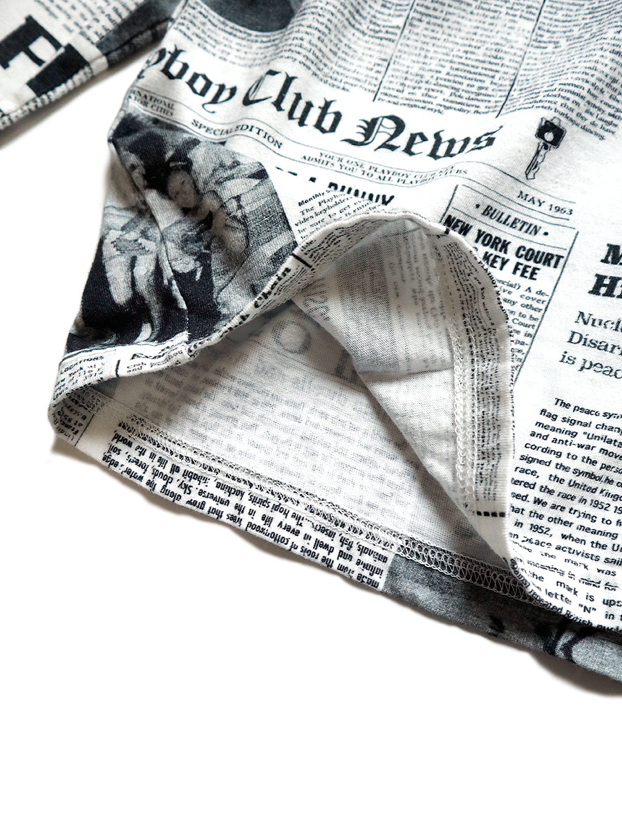 KAPITAL T-Shirt 20/-Tenjiku Gypsy News Newspaper Pattern Crulon T