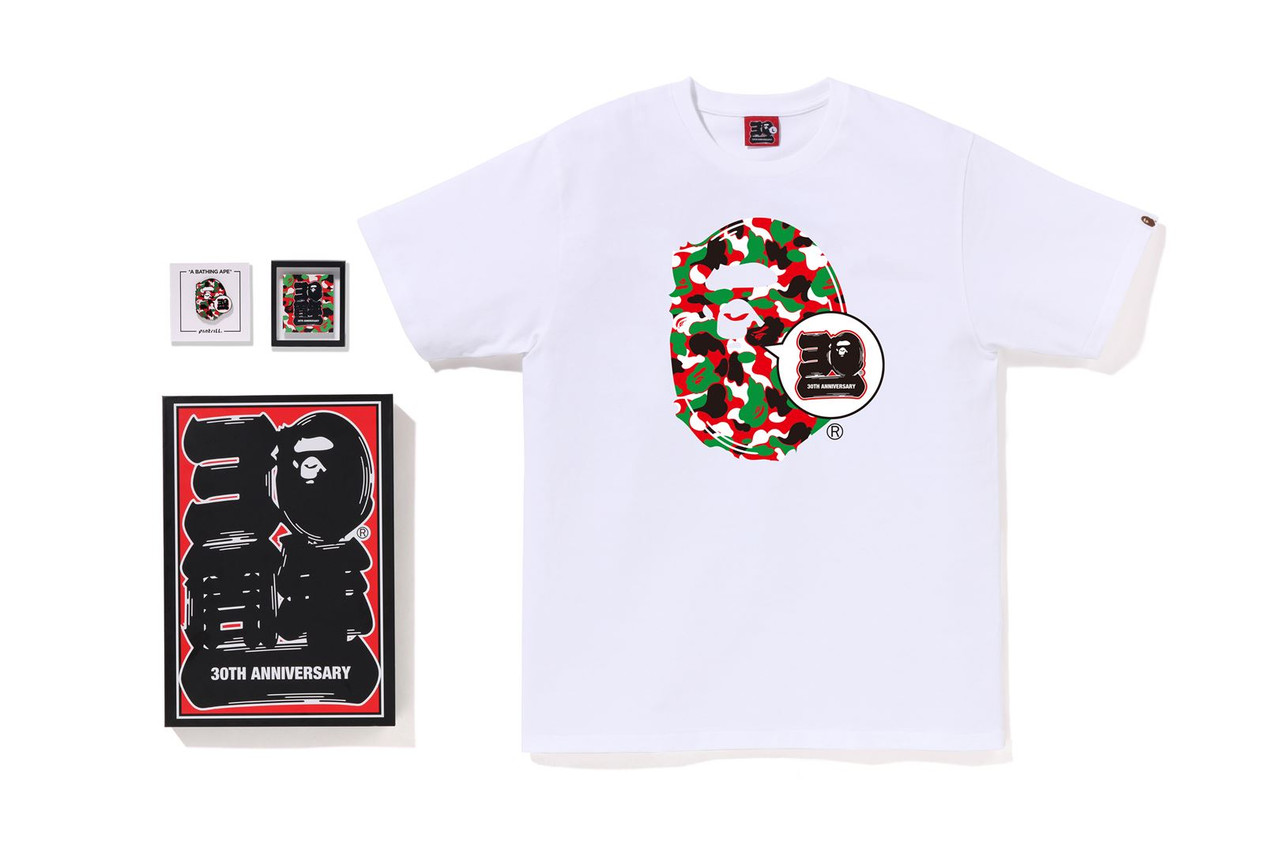 T-SHIRT BAPE STORE DUBAI BAPE 30TH ANNIV. APE HEAD TEE SET