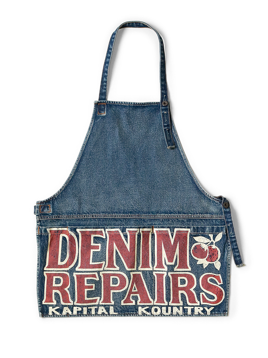 KAPITAL GOODS 13Oz Denim Damaged Apron (DENIM REPAIRSpt)