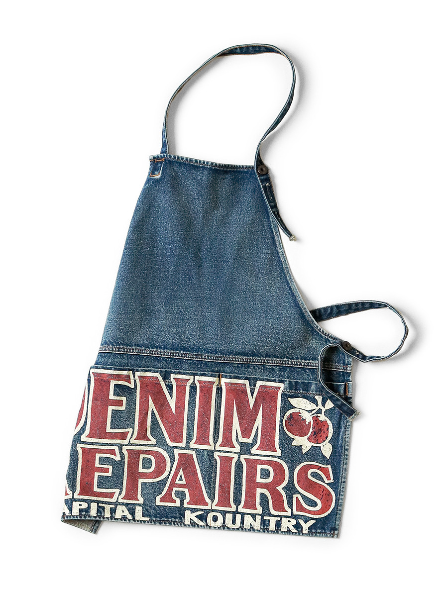 KAPITAL GOODS 13Oz Denim Damaged Apron (DENIM REPAIRSpt)