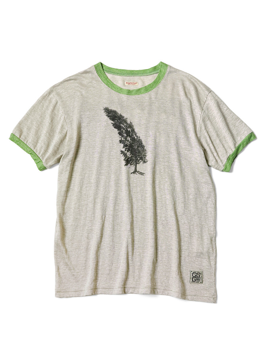 KAPITAL T-Shirt Linen Sheeting Ringer T (Conifer &Amp; G_G_G pt)