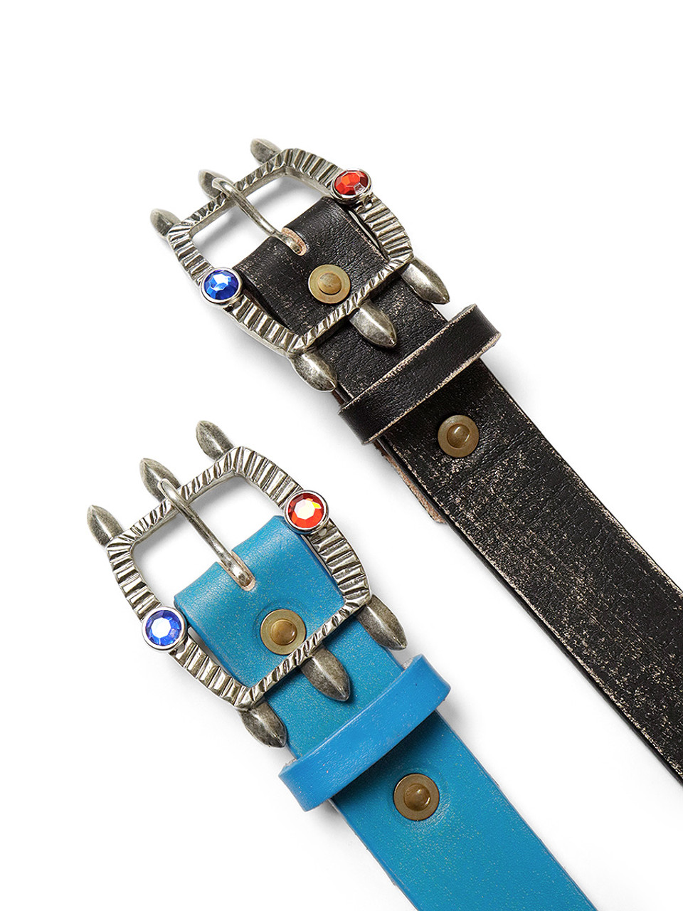 KAPITAL Belts Oiled Leather Atlas Disco Buckle Belt