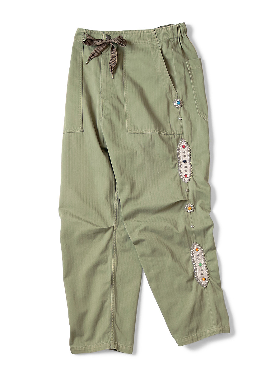 KAPITAL Pants Sulfurized Herringbone Easy Baker Pants (Studs Remake)