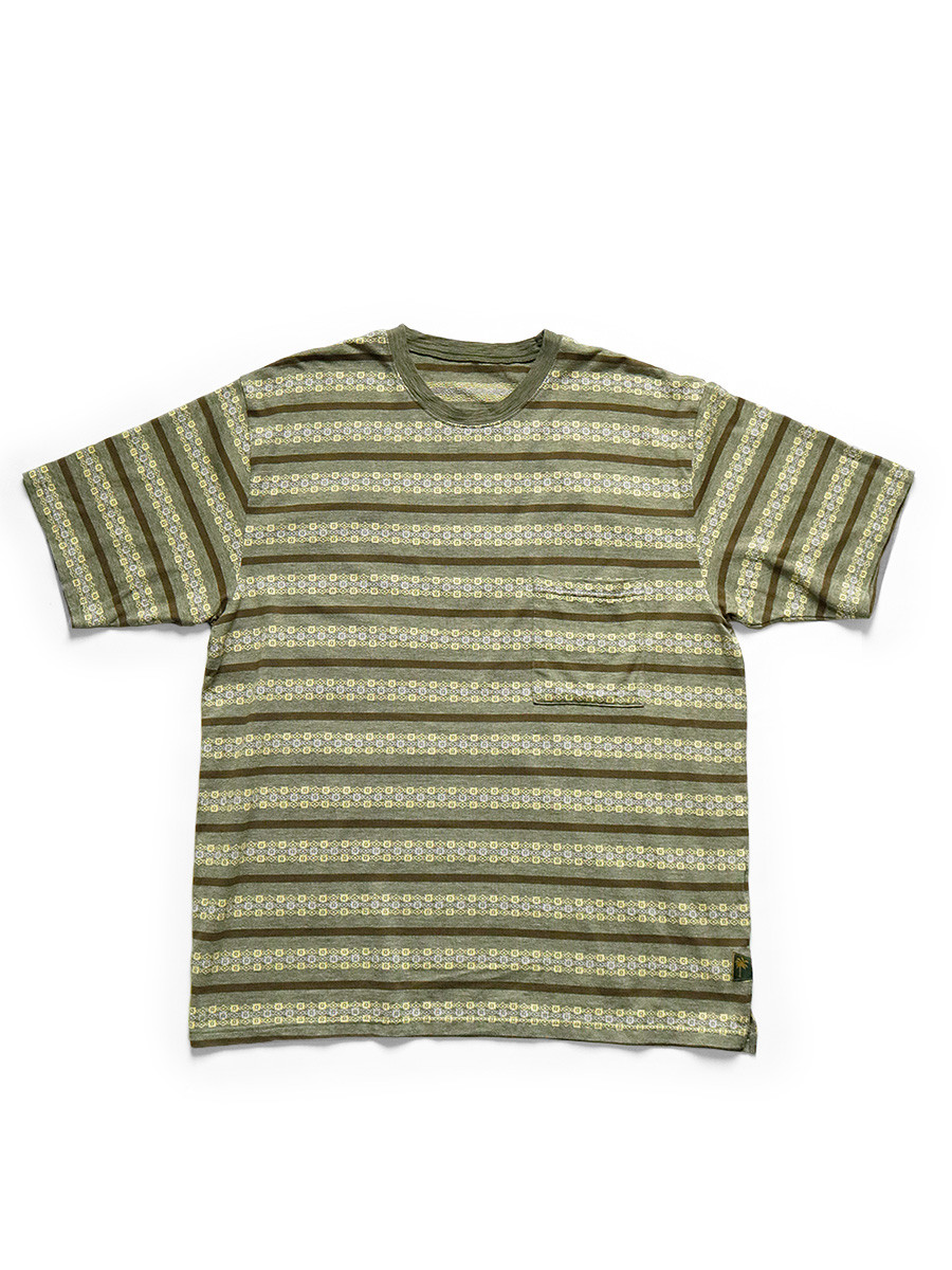 KAPITAL T-Shirt Sunrise Jacquard Border Cotton Sheeting Pennant T
