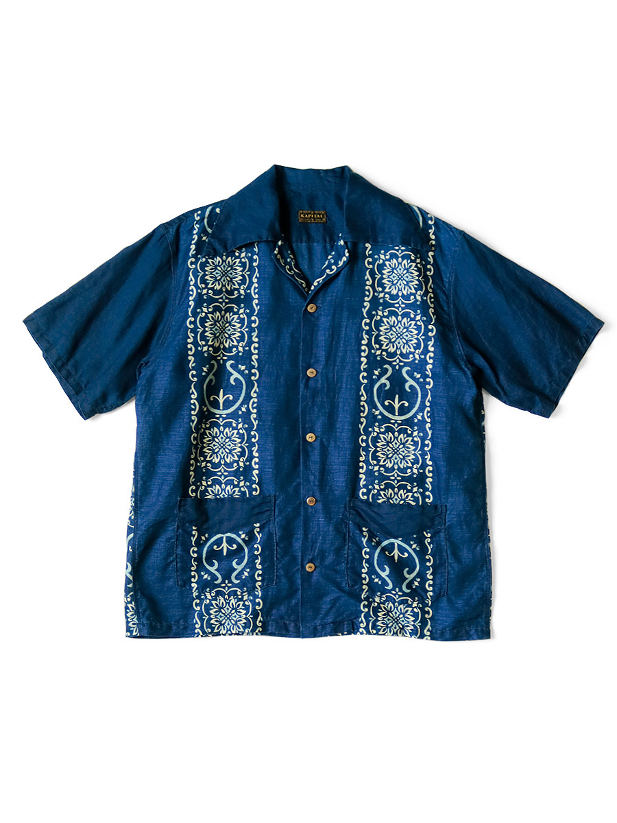 KAPITAL Shirt (Short Sleeve) French Cross Linen Habananaja Pattern