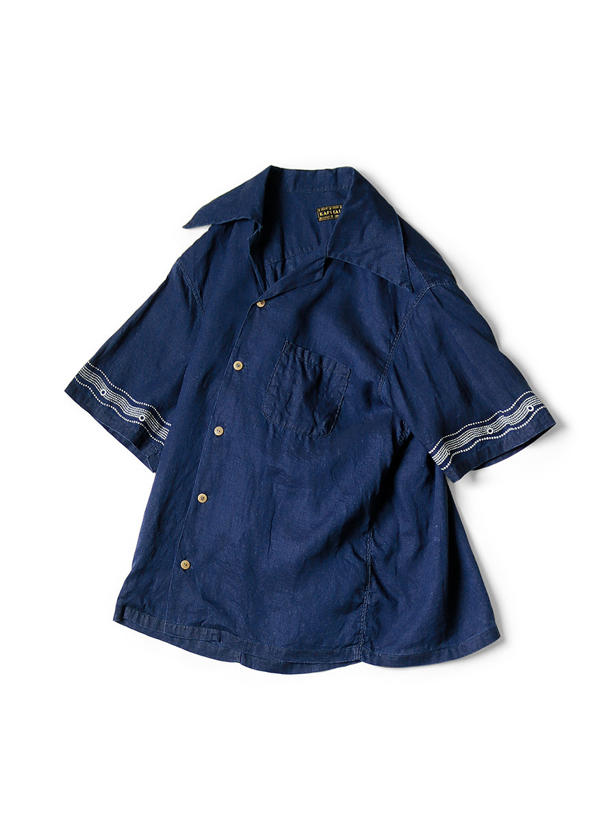 KAPITAL Shirt (Short Sleeve) French Cross Linen Rangle Collar