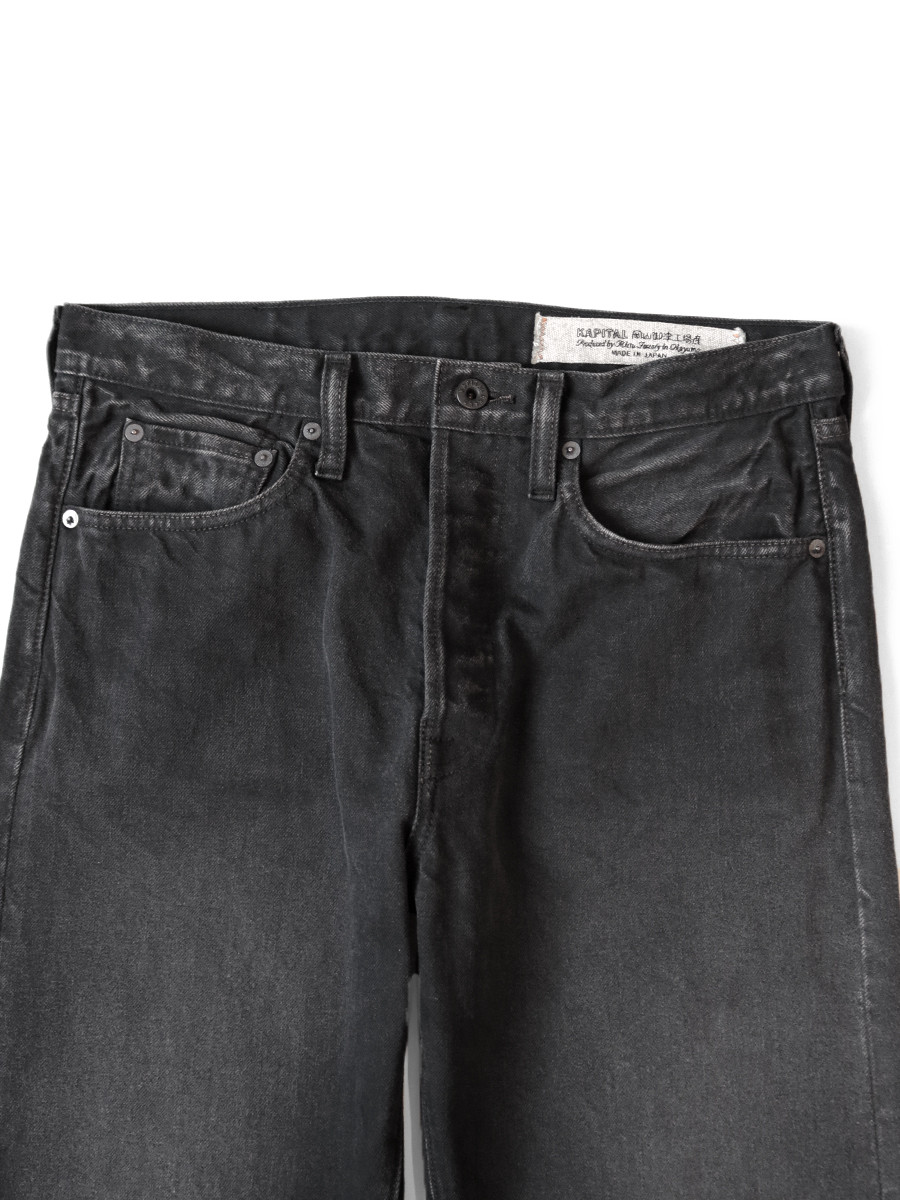 KAPITAL Pants 14Oz Black x Black Denim 5P Monkey CISCO