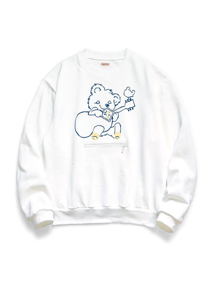 KAPITAL Sweat Shirt ECO Fleece COOKIE Pocket Crew Sweat (PECKISH