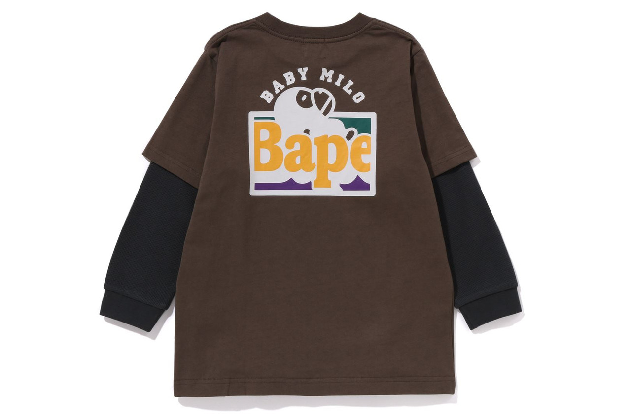 BABY MILO Tシャツ　長袖半袖2枚セット サイズ☆半袖90.長袖100 BAPE CUT AND SEWN BABY MILO LAYERED L/S TEE