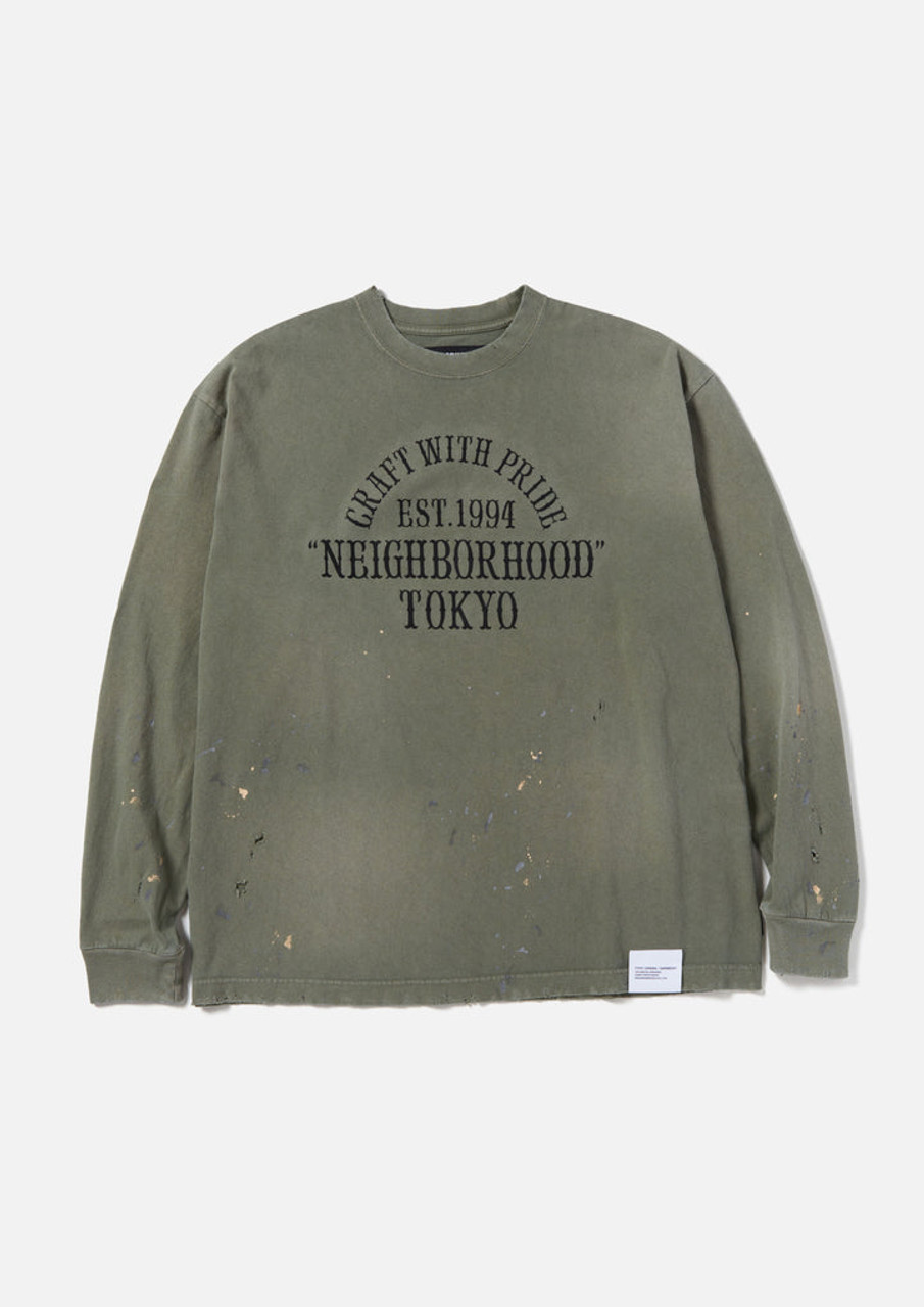 NEIGHBORHOOD KNIT / CUT SEWN DAMAGE CREWNECK LS