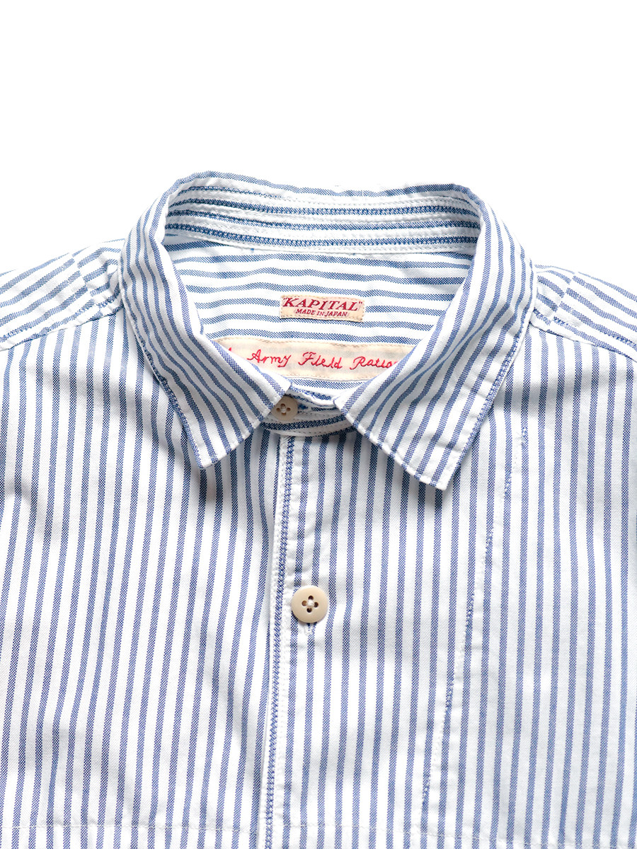 KAPITAL OXバンドカラーシャツ 総柄 日本製 サイズ4 KAPITAL Shirt (Long Sleeve) OX Striped Anorak Shirt