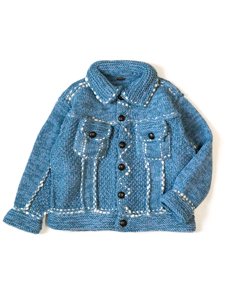 KAPITAL Knit Sweater Wool Hand Knit Cowichan G Jean