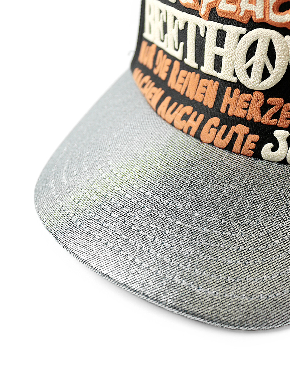 KAPITAL Hat/Cap Love &Amp; Peace AND BEETHOVEN Silver Brim Truck CAP