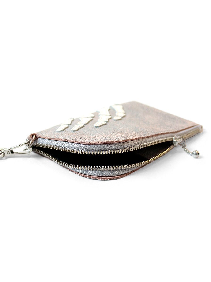 KAPITAL Bag CRACK LEATHER THUMBS UP BONE HAND ZIP NECK BAG