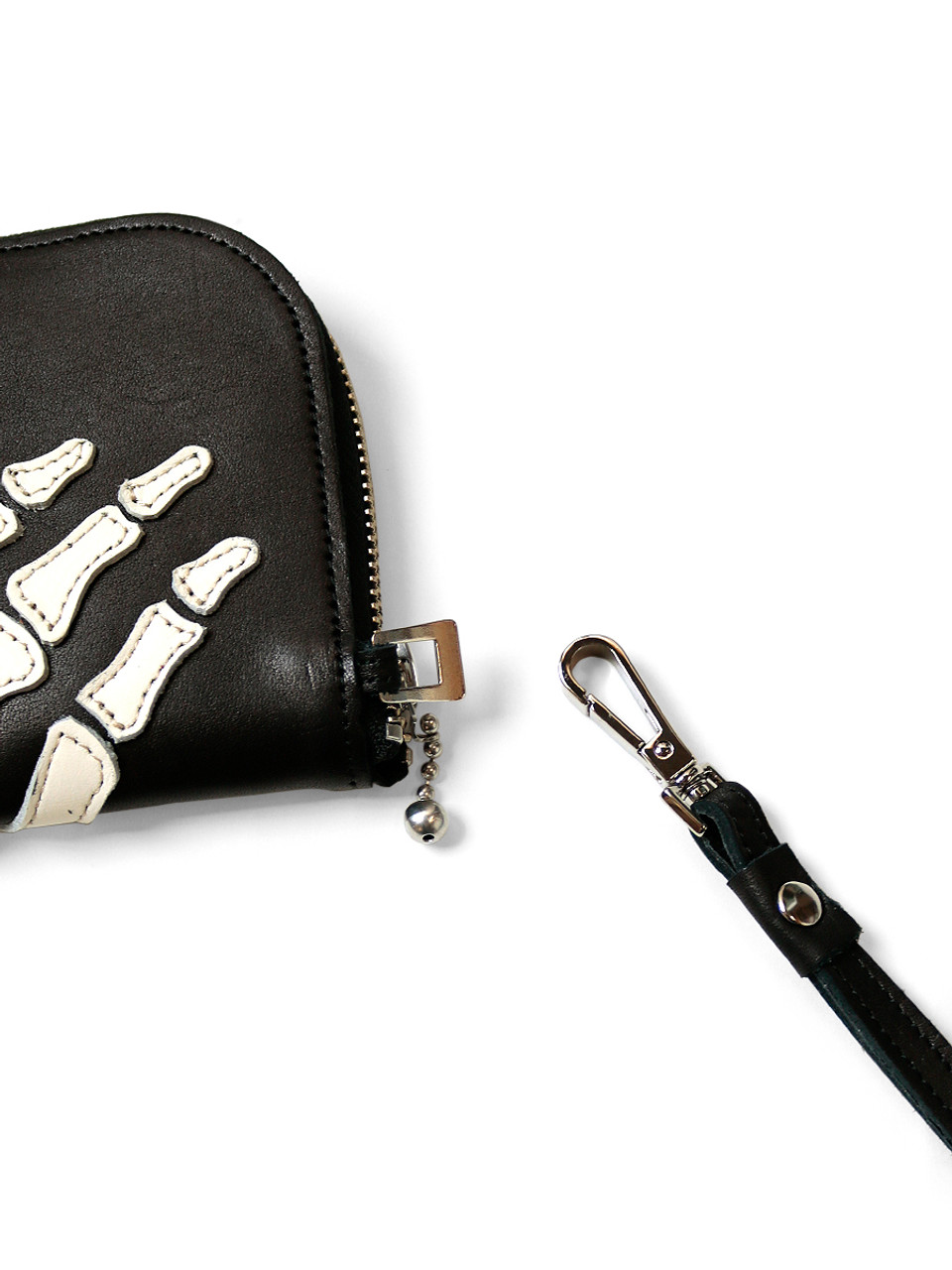 KAPITAL Bag LEATHER THUMBS UP BONE HAND ZIP NECK BAG