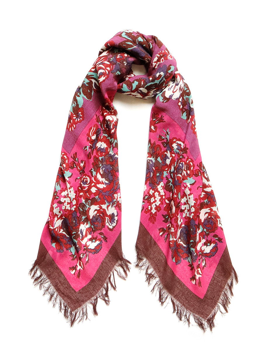 KAPITAL Scarves Rayon Fringe Stole (Dianthus Champetre)