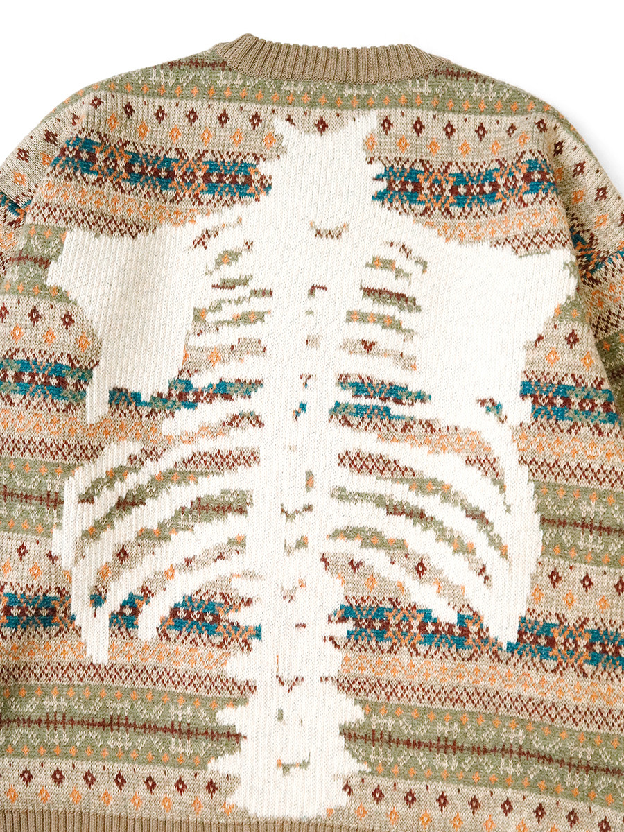 KAPITAL bone ウール　セーター KAPITAL(キャピタル) / 5G ウール BONEクルーセーター (ブラック) 25AW