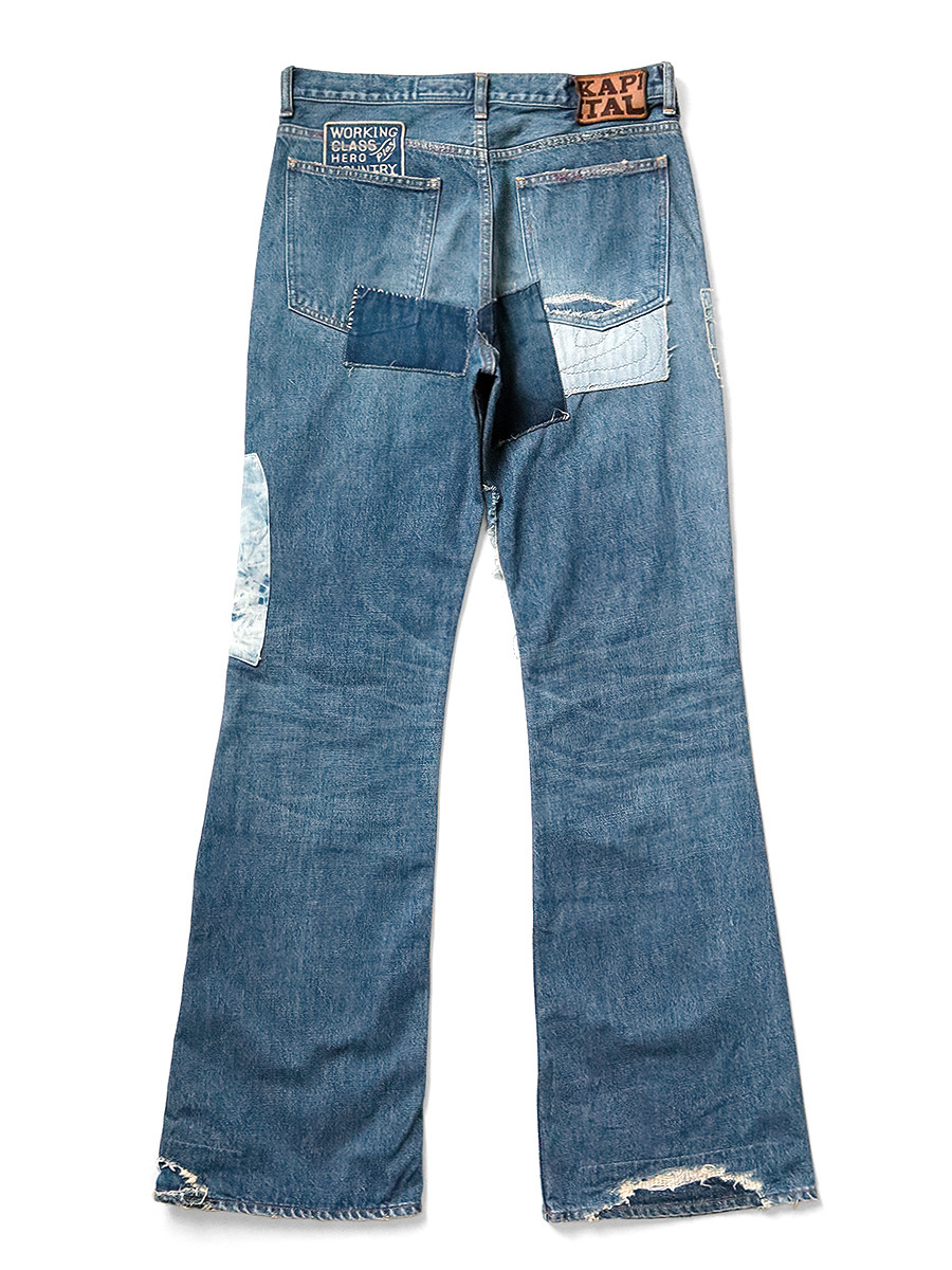 KAPITAL Pants 14Oz Denim 5P Rat Flare Pants (Crazy Dixie Remake)
