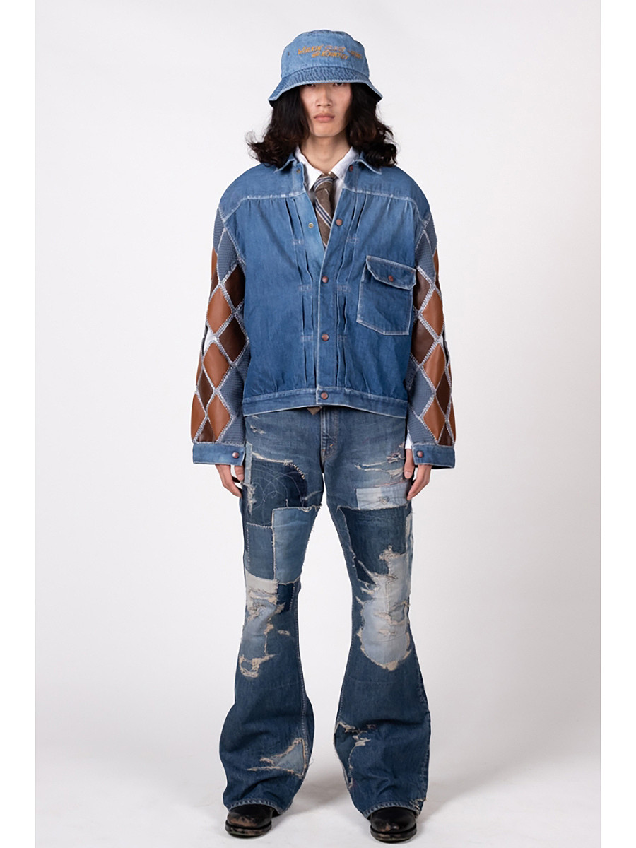 KAPITAL Pants 14Oz Denim 5P Rat Flare Pants (Crazy Dixie Remake)
