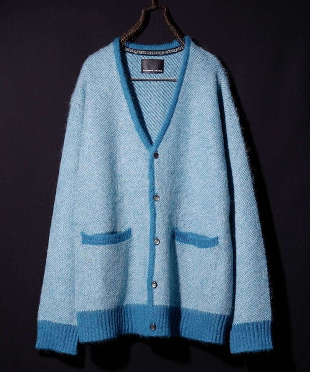 PLAIN JACQUARD MOHAIR KNIT CARDIGAN F23NK003