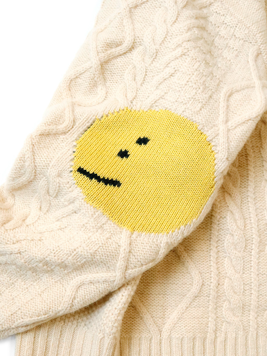 KAPITAL Knit Sweater 5G WOOL CABLE KNIT PROFILE RAINBOWY PATCH