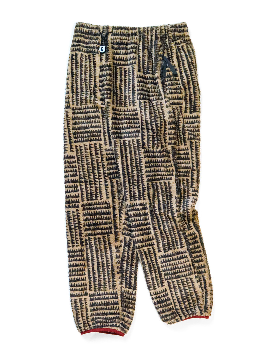KAPITAL Pants Hacksaw Block Pattern Fleece Easy Pants