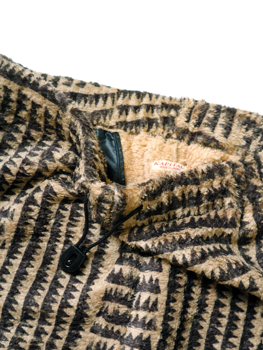 KAPITAL Pants Hacksaw Block Pattern Fleece Easy Pants