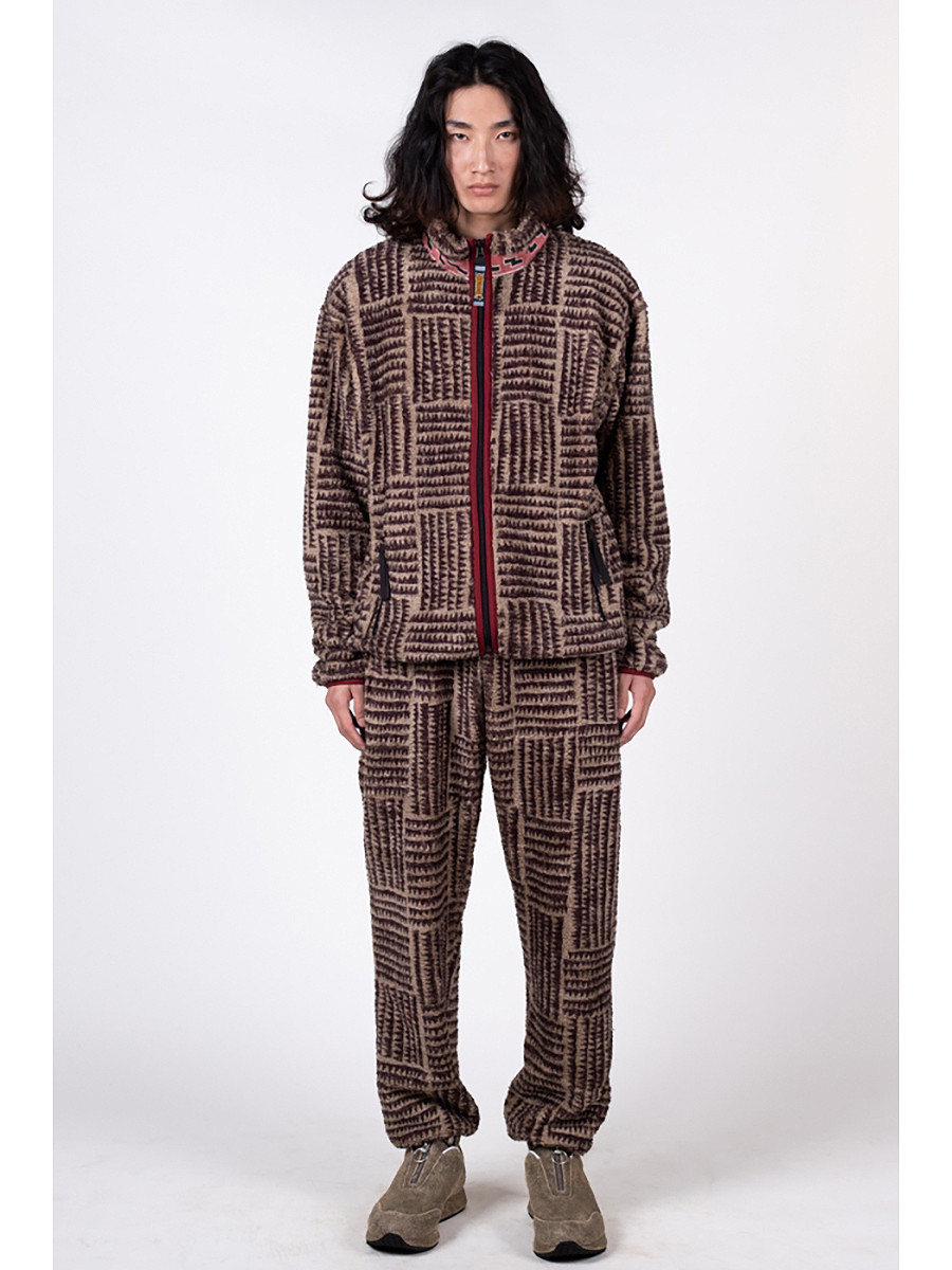 KAPITAL Pants Hacksaw Block Pattern Fleece Easy Pants