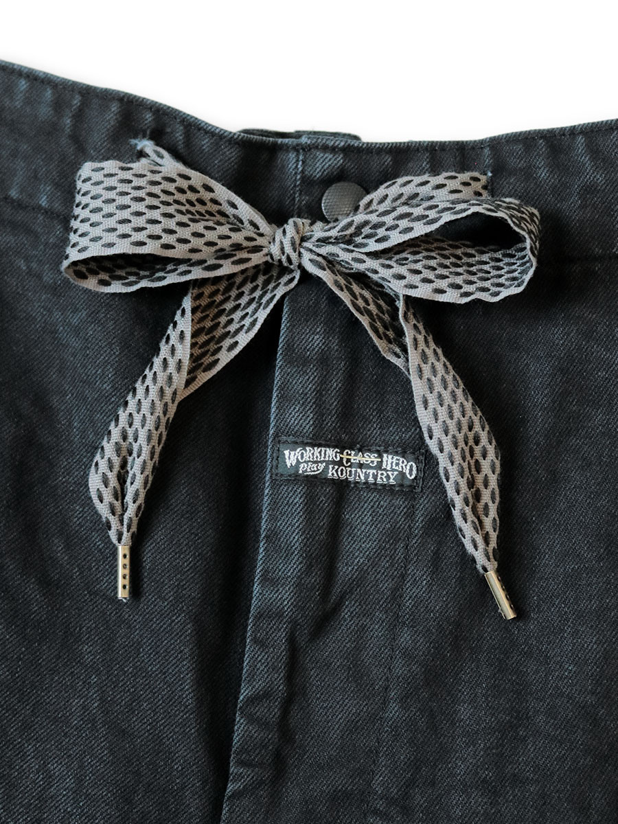 KAPITAL Pants 14Oz Black x Black Denim Nouvelle Shuttle Pants