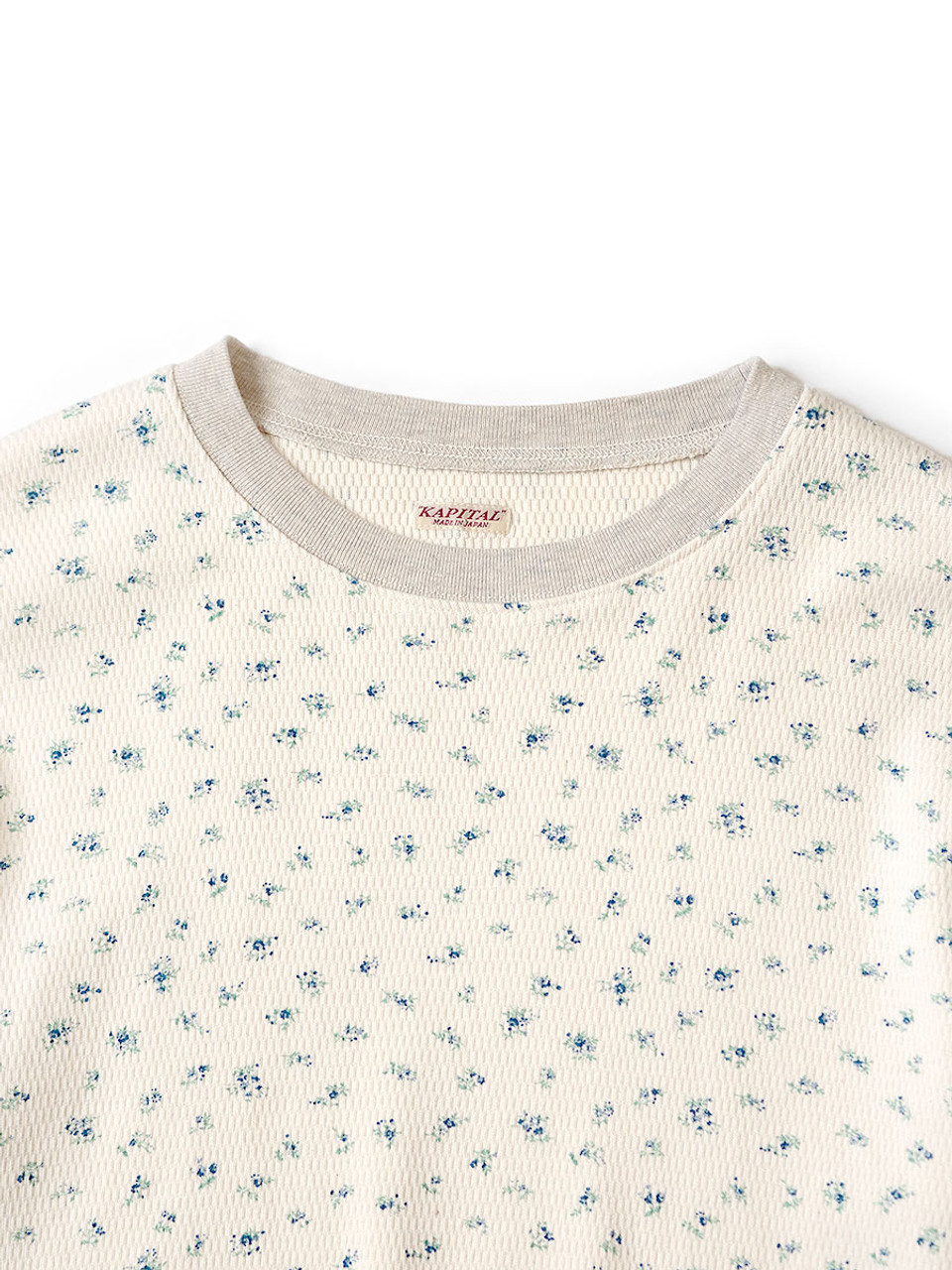 KAPITAL T-Shirt Waffle Jersey Small Flower pt Crewron T