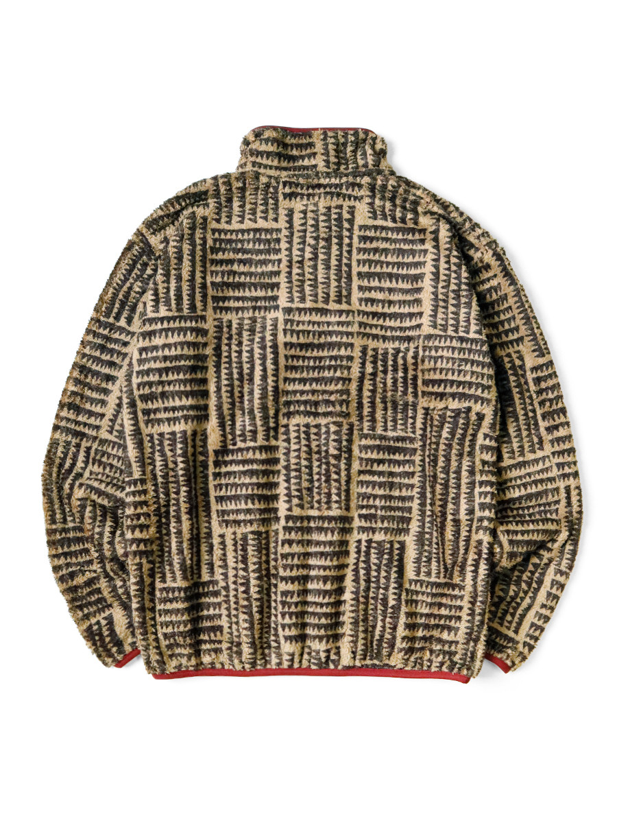 KAPITAL Sweat Shirt Hacksaw Block Pattern Fleece Snap T