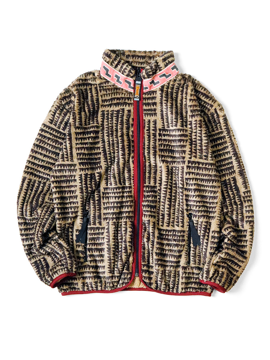 KAPITAL Sweat Shirt Hacksaw Block Pattern Fleece ZIP Blouson