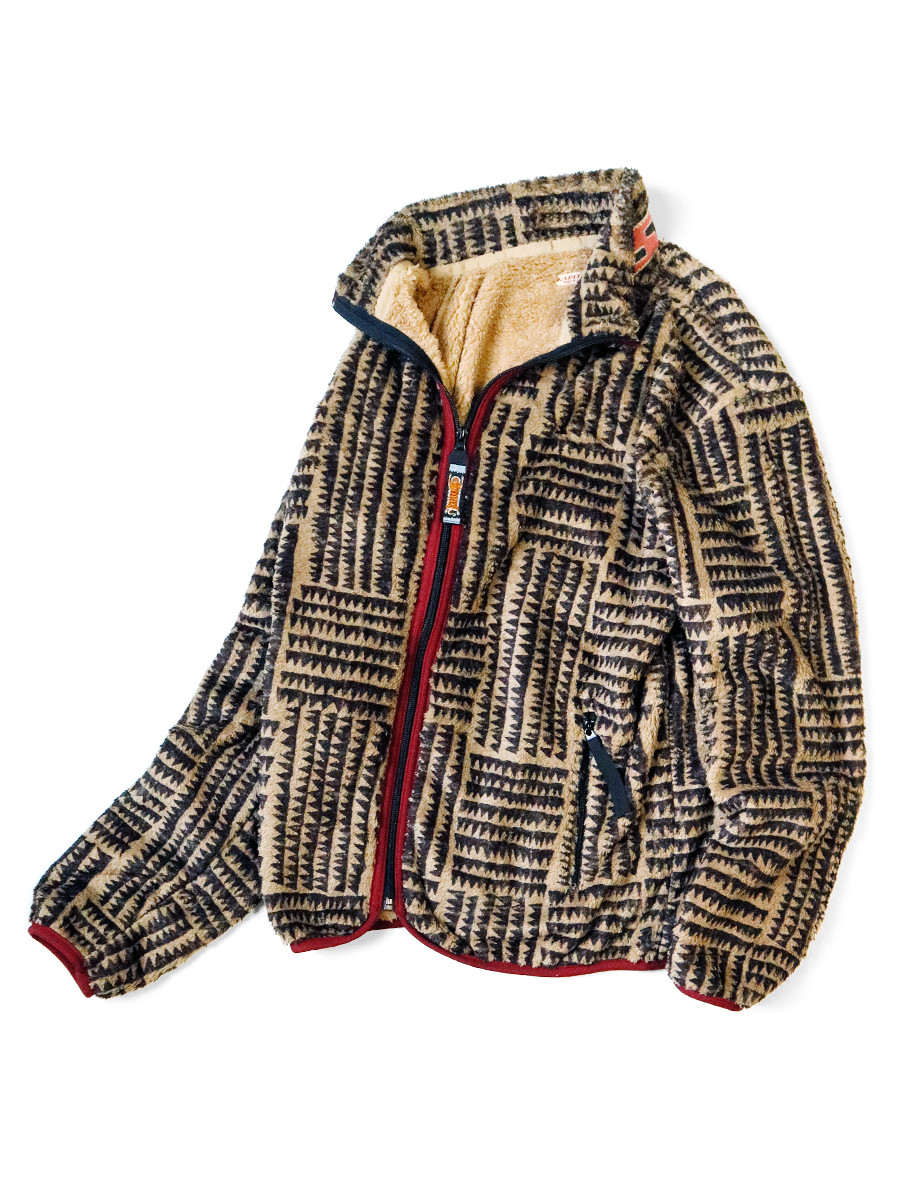 KAPITAL Sweat Shirt Hacksaw Block Pattern Fleece ZIP Blouson