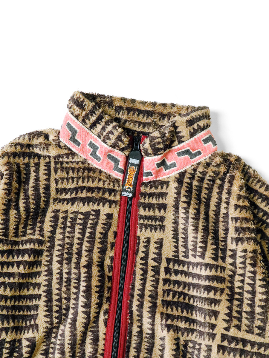 KAPITAL Sweat Shirt Hacksaw Block Pattern Fleece ZIP Blouson
