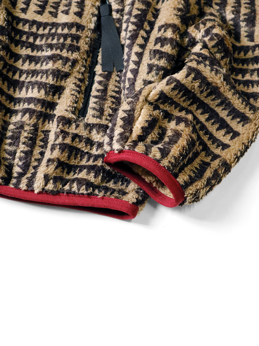 KAPITAL Sweat Shirt Hacksaw Block Pattern Fleece ZIP Blouson