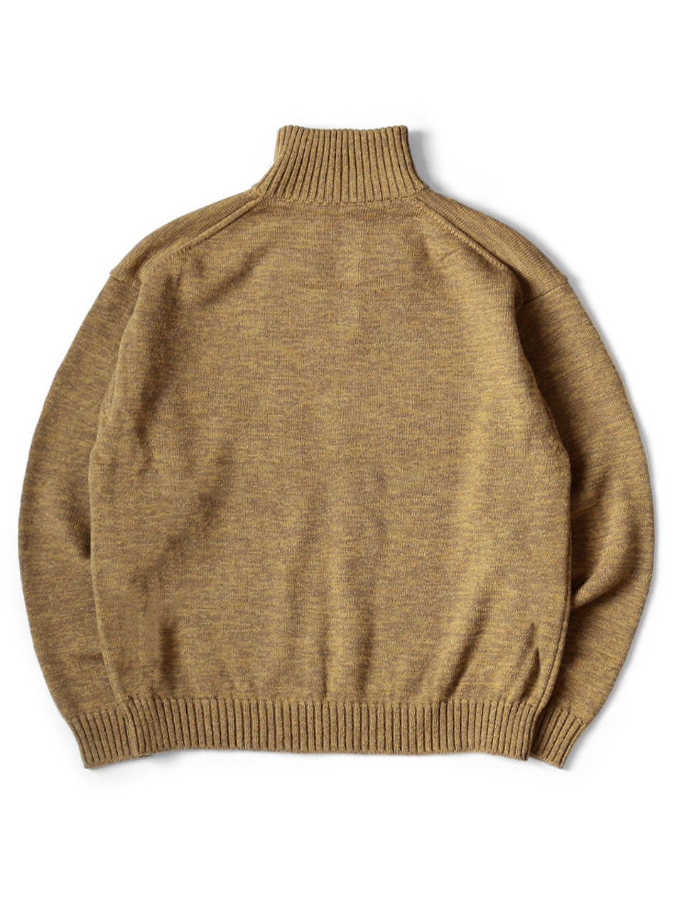 ZARA MENS OAT CHUNKY WOOL RIB KNIT HALF ZIP NECK FUNNEL COLLAR