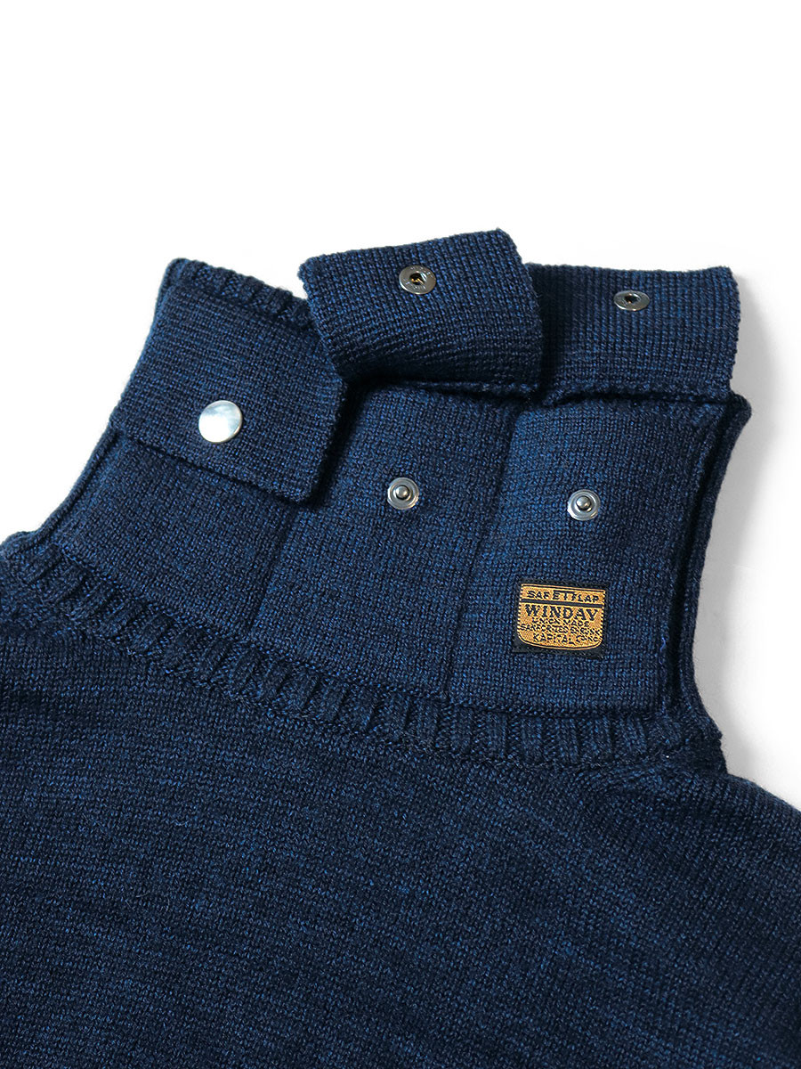 GALLO(ガッロ)ニットタイ ネイビー KAPITAL Knit Sweater 8G Cotton Wool Nickel 3 High Neck Sweater