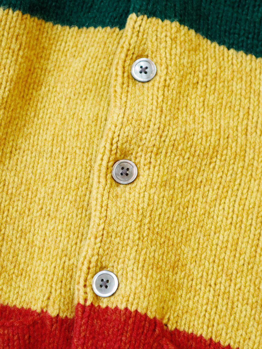 KAPITAL Knit Sweater 3G Wool Rasta Short Cardigan