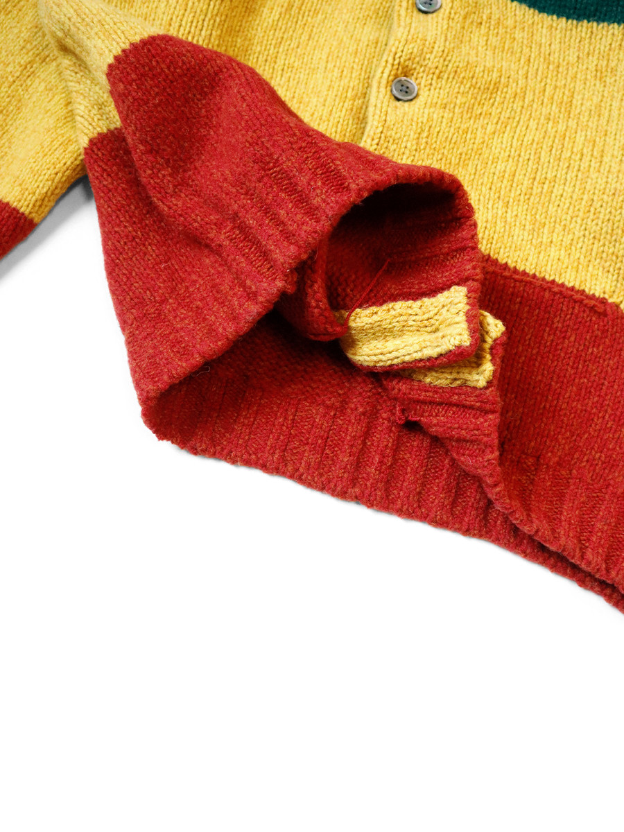 KAPITAL Knit Sweater 3G Wool Rasta Short Cardigan
