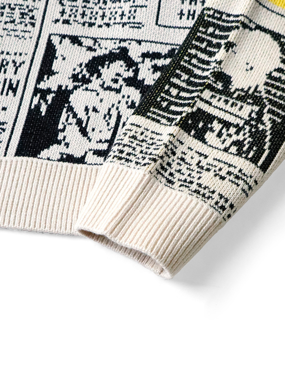 KAPITAL NEWSPAPER 8GニットK2311KN158 KAPITAL Knit Sweater 8G Knit NEWSPAPER Pattern Crew Sweater