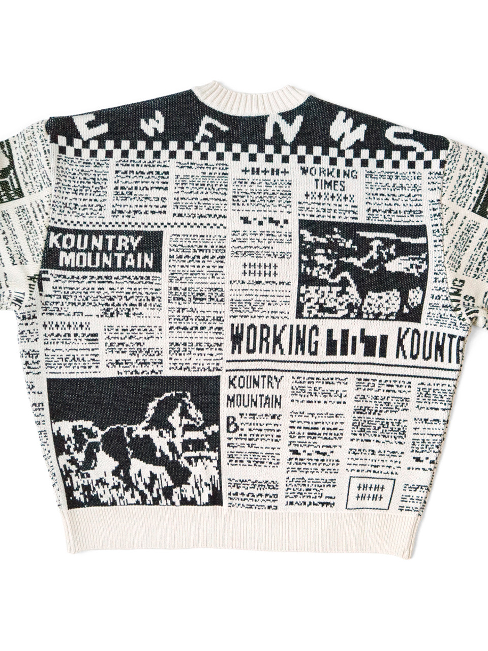 KAPITAL NEWSPAPER 8GニットK2311KN158 Kapital 8G Knit Newspaper Pattern Crew Sweater (Kountry News