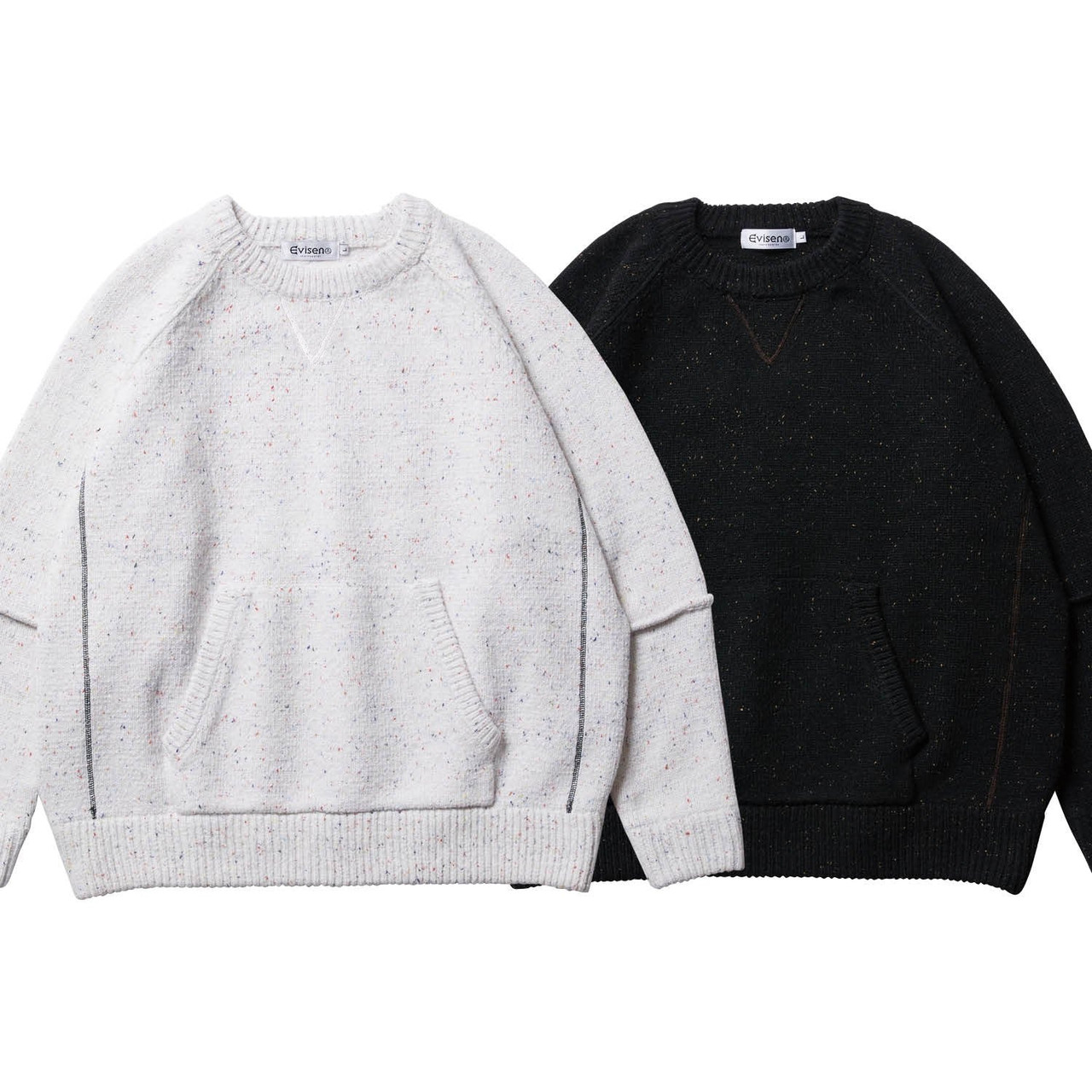 トップス EVISEN NEP KANGAROO CREW KNIT Evisen Skateboards TOPS NEP KANGAROO CREW KNIT - BLACK