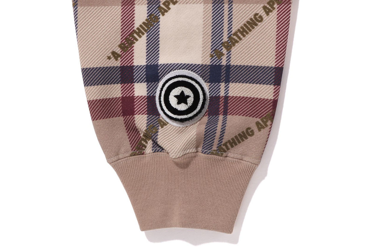 BAPE CUT AND SEWN A BATHING APE LOGO CHECK PATTERN SHARK FULL ZIP