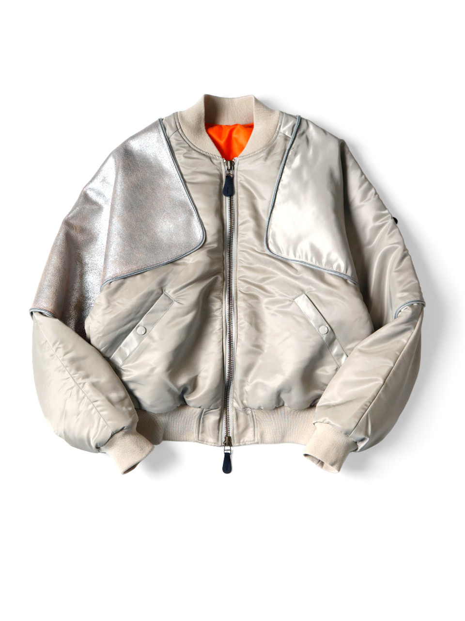 MA-1 Nylon x Crack Leather Siamese Bomber JKT K2310LJ087