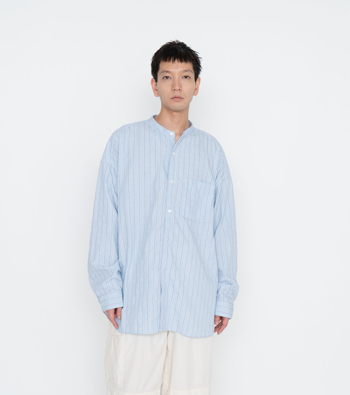 nanamica SHIRT Band Collar Dobby Stripe Shirt Online Shop to Worldwide
