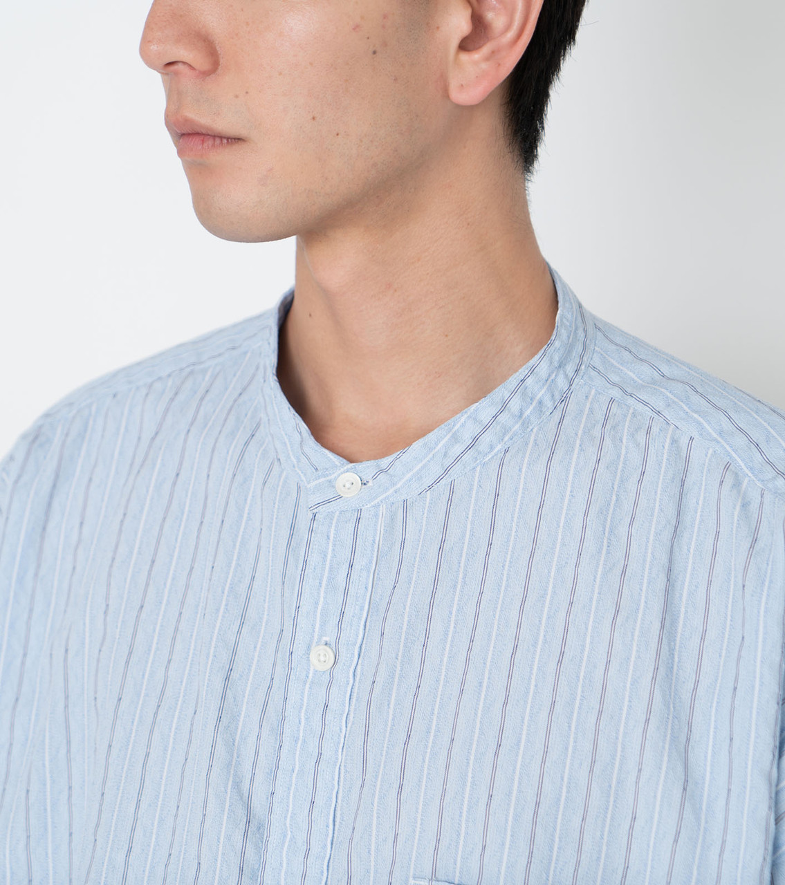 nanamica SHIRT Band Collar Dobby Stripe Shirt Online Shop to Worldwide