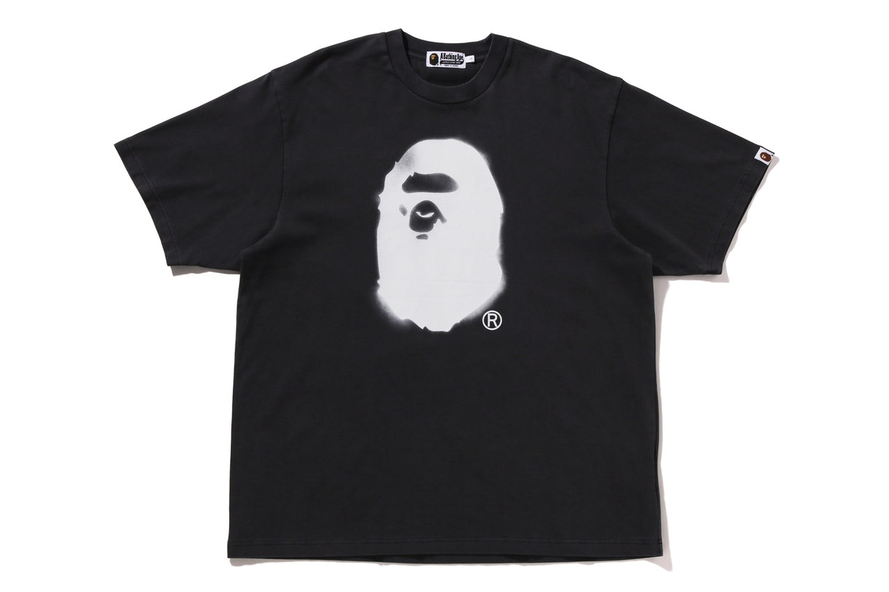 BAPE CUT AND SEWN SPRAY APE HEAD GARMENT DYED RELAXED FIT TEE