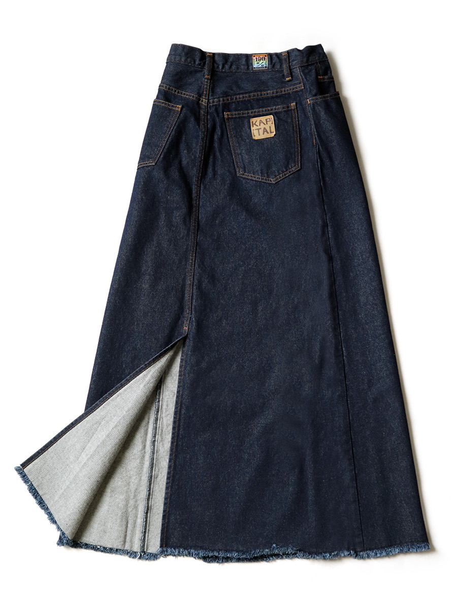KAPITAL Skirt 13Oz Denim High Waist Maxi Skirt