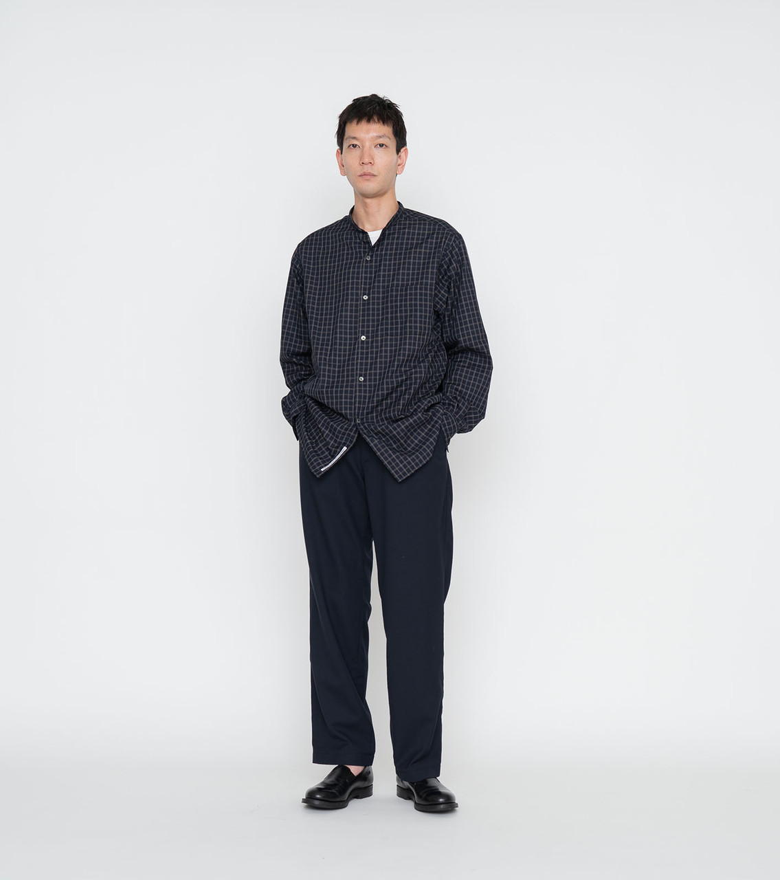 nanamica SHIRT Band Collar Panama Plaid Shirt Online Shop to Worldwide